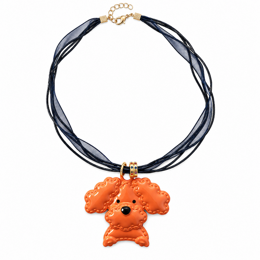 Puppy Necklace Orange + Navy Blue (SURPRISE)