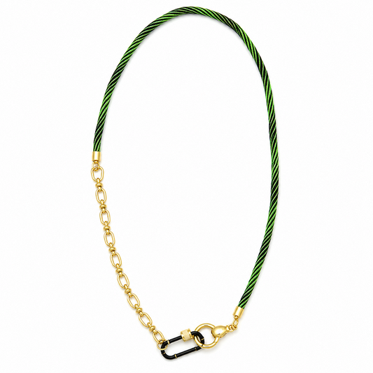 Green Cord Necklace - Black Carabiner
