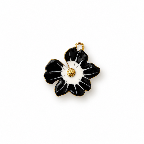 Black + White Split Flower Charm