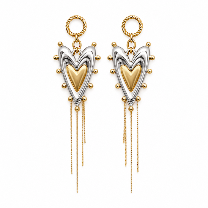 2 Tone Heart Dangle Earrings (CORE COLLECTION)