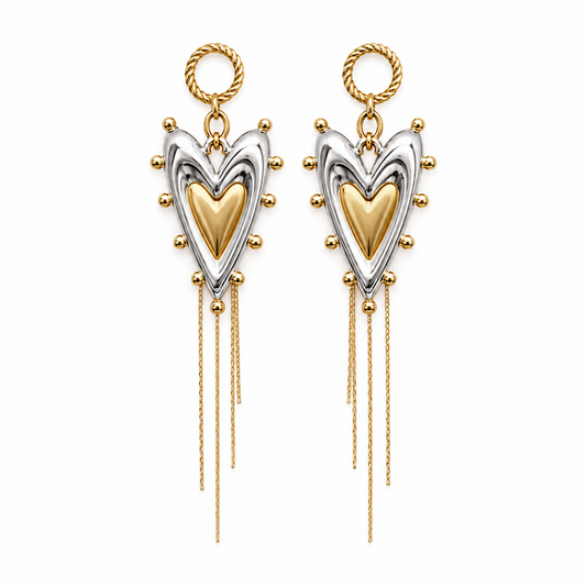 2 Tone Heart Dangle Earrings (CORE COLLECTION)
