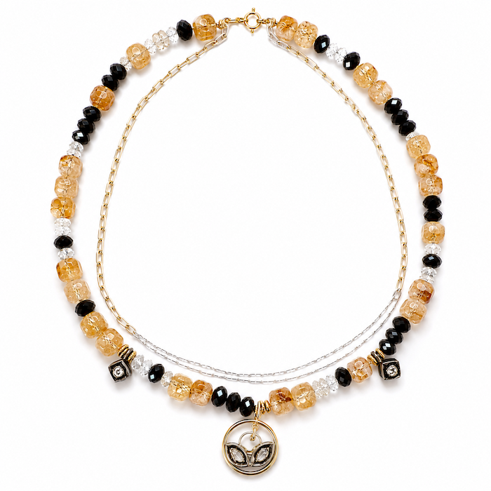 Fortune Favors Her - Diamond Citrine Necklace (STUDIO COLLECTION)