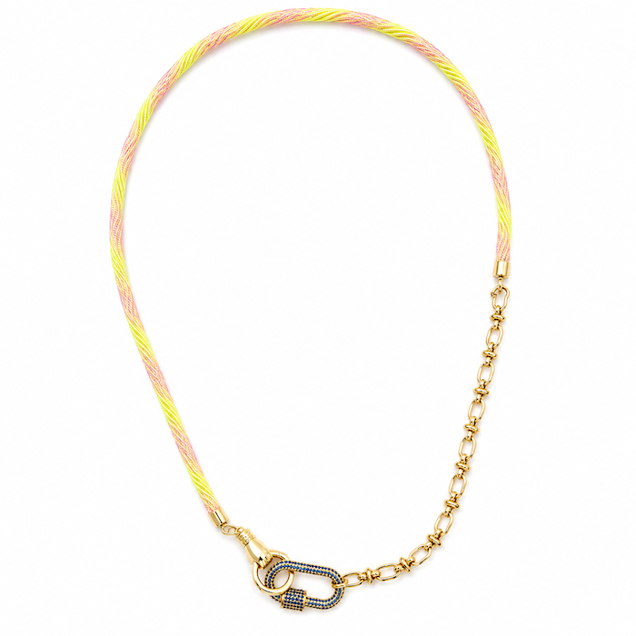 Strawberry Lemonade Cord Necklace - Blue Crystal Carabiner