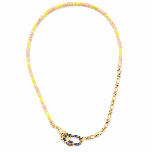 Strawberry Lemonade Cord Necklace - Blue Crystal Carabiner