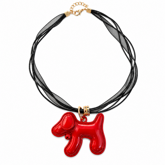 Standing Puppy Necklace Red + Black (SURPRISE)
