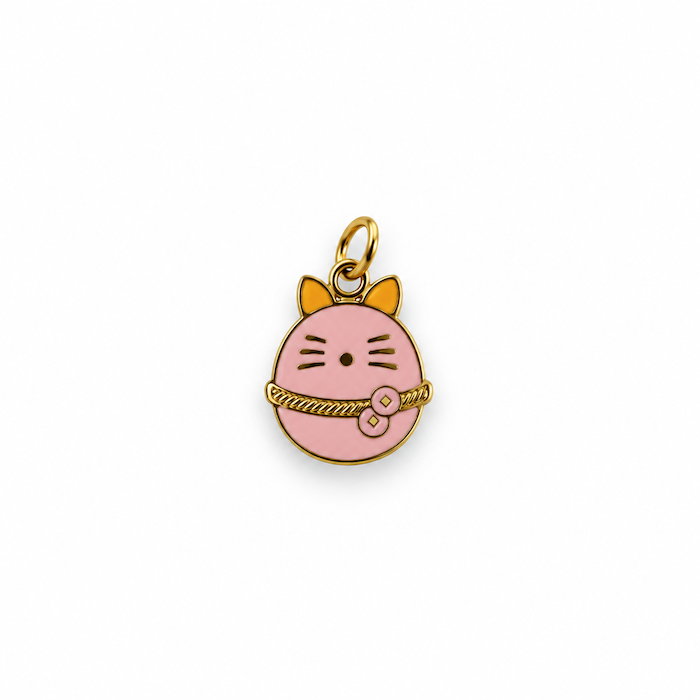 Pink Japanese Lucky Cat Charm