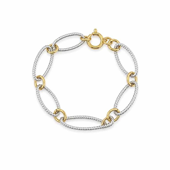 2 Tone Silver Twist Bracelet Bundle - (Chain + 4 Charms) TT LIVE