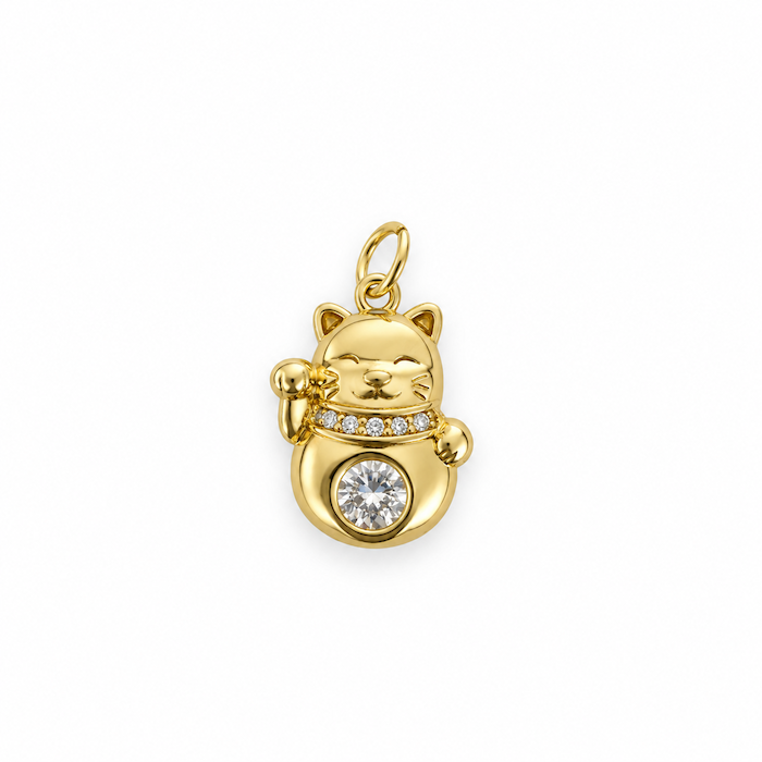 Japanese Lucky Cat Sparkle Charm