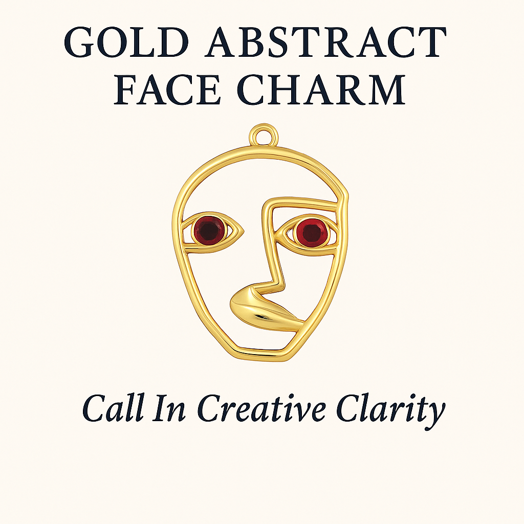 Gold Abstract Face Charm – Call In Creative Clarity
