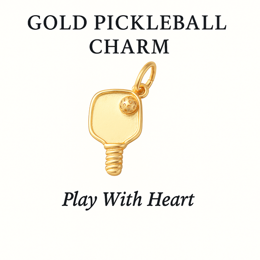 Gold Pickleball Charm - Play With Heart