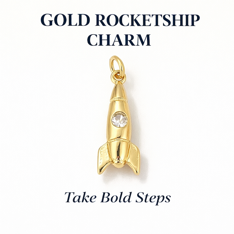 Gold Rocketship Charm