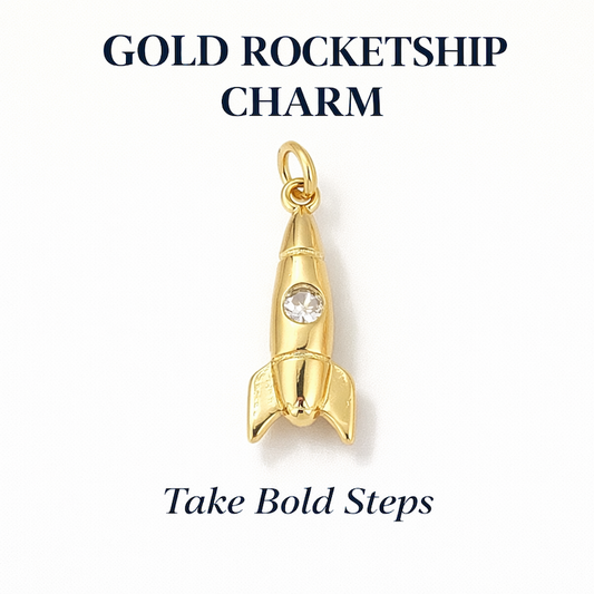 Gold Rocketship Charm