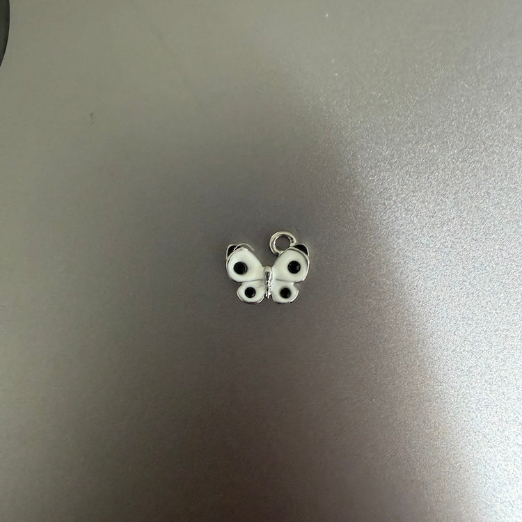 Japan White + SILVER Spotted Butterfly Charm (SURPRISE)