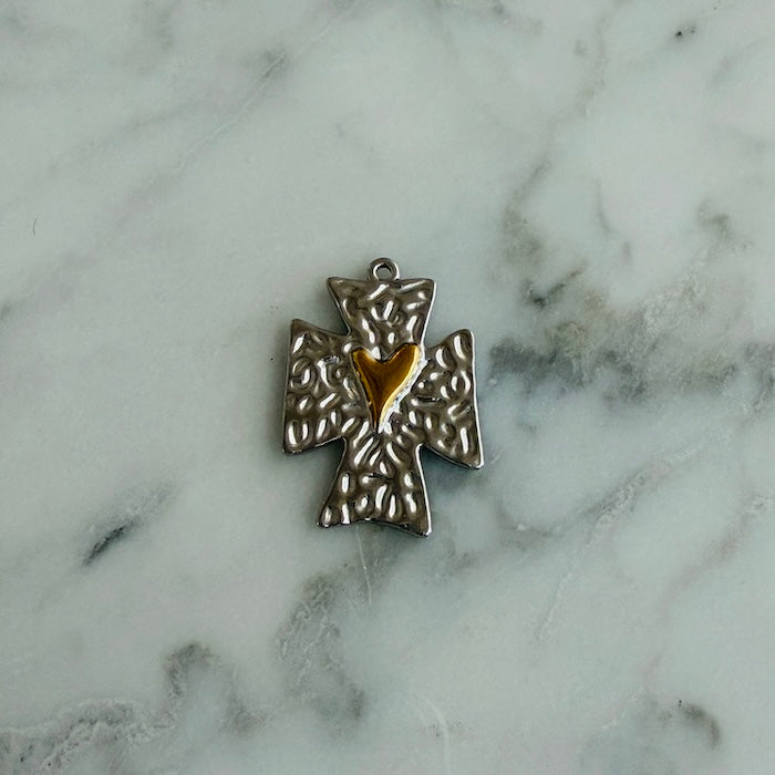 Heart Cross 2 Tone Charm (SURPRISE)