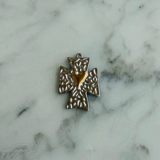 Heart Cross 2 Tone Charm (SURPRISE)