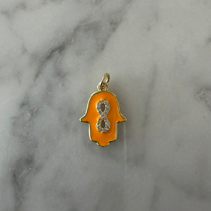 Orange Infinity Hamsa Charm