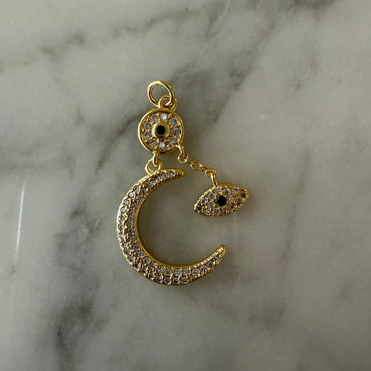 Crescent Evil Eye Dangle Charm