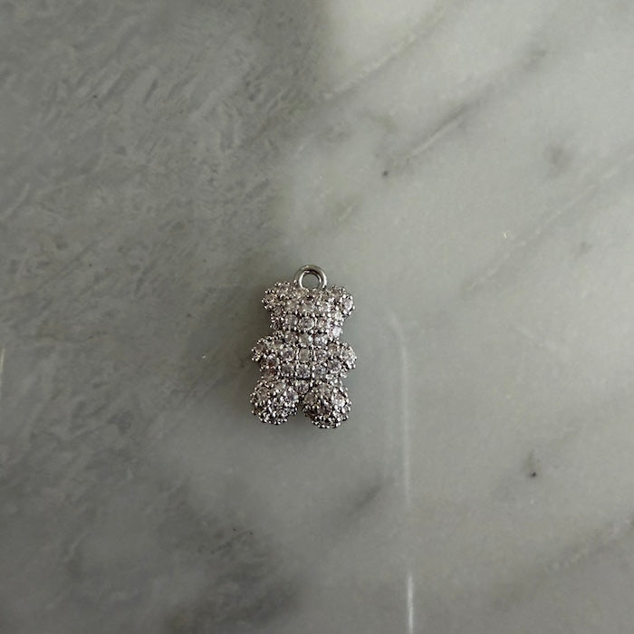 Silver Sparkle Mini Gummy Bear Charm