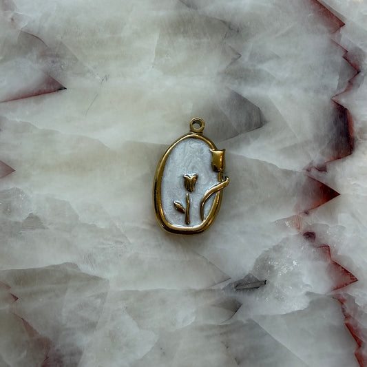 White Tulip Frame Charm (SURPRISE)