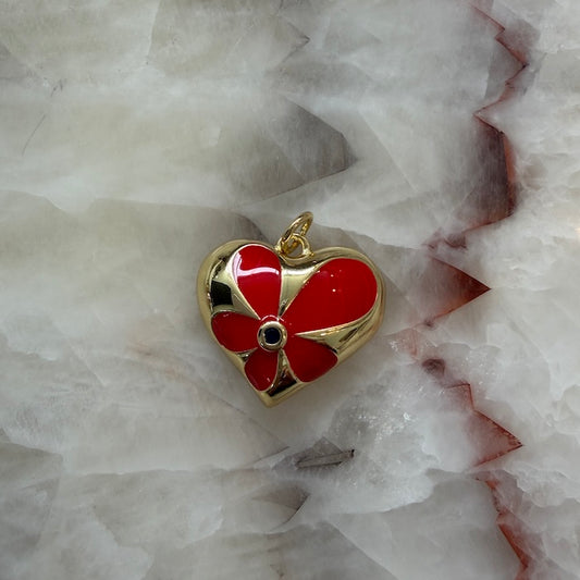 Mod Red Flower Heart Charm (SURPRISE)