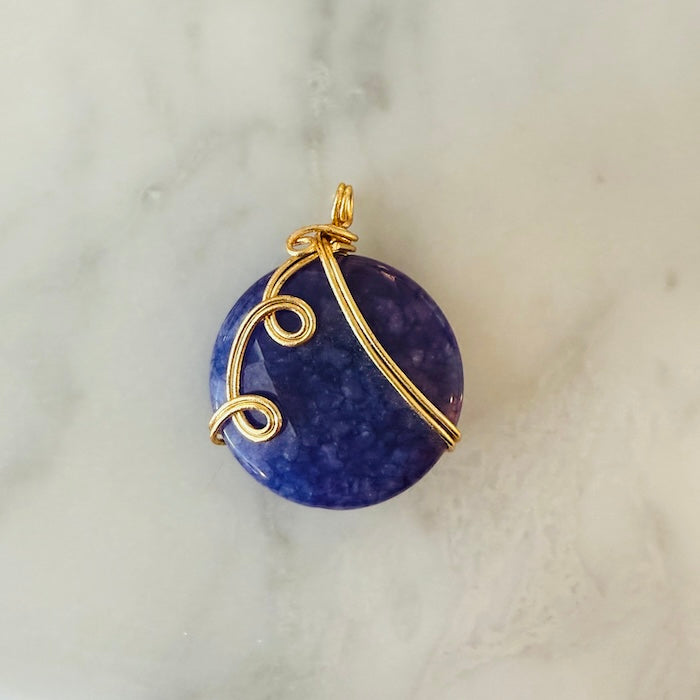 Turkish Treasure Purple Gold Tone Wire Pendant (SURPRISE)