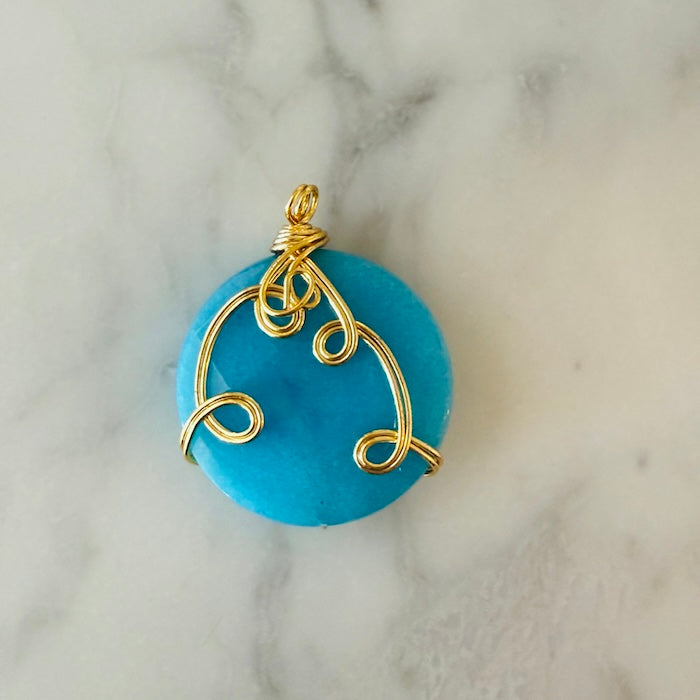 Turkish Treasure Blue Gold Tone Wire Pendant (SURPRISE)