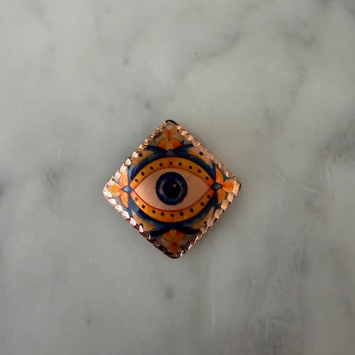 Turkish Blue + Orange Evil Eye Charm COPPER (SURPRISE)
