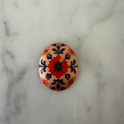 Turkish Red + Blue Oval Floral Motif Charm COPPER (SURPRISE)