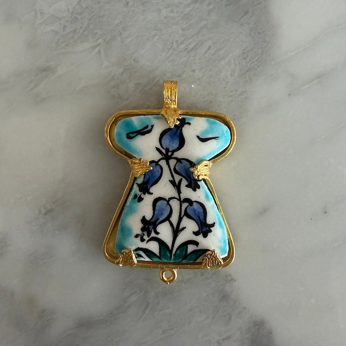 Lovely Blue Floral Ottoman Miniatures Turkish Pendant (SURPRISE)