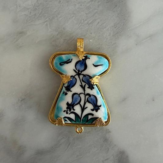 Lovely Blue Floral Ottoman Miniatures Turkish Pendant (SURPRISE)