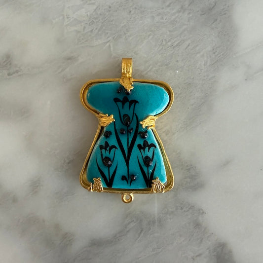 Triple Floral Blue Backdrop Ottoman Miniatures Turkish Pendant (SURPRISE)