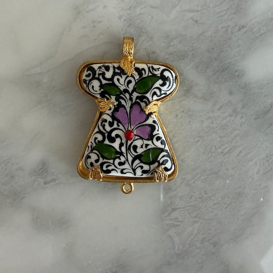 Purple Flower Black Deco Ottoman Miniatures Turkish Pendant (SURPRISE)