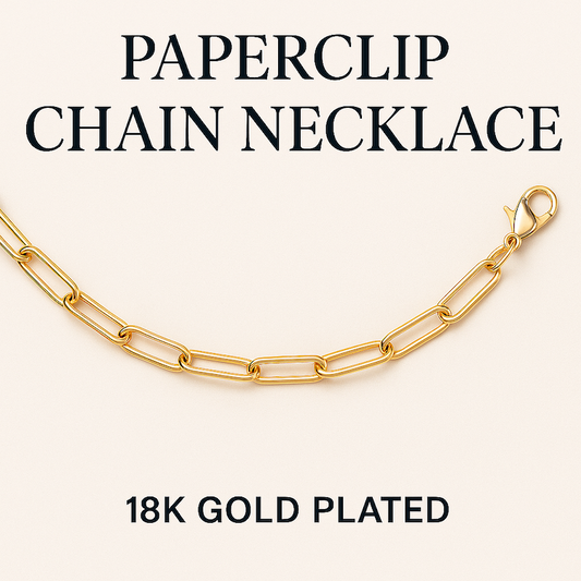 Paperclip Chain Necklace (18K Gold Plated) (NO CHARMS INCLUDED)