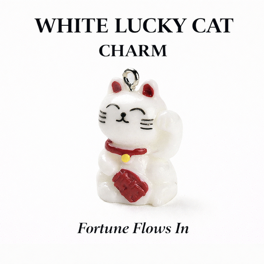White Lucky Cat Charm