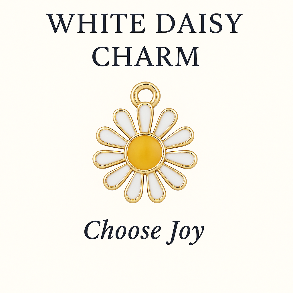 White Daisy Charm - Choose Joy