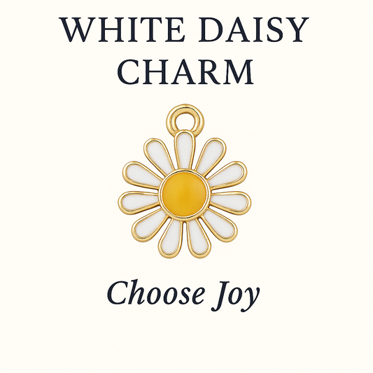 White Daisy Charm - Choose Joy