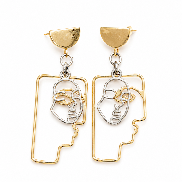 Half Circle Faces Earrings – 18K Gold Plated