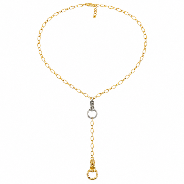 Double Hand - Lariat Necklace (Chain + 5 Charms) - TT PICK CHARMS  LIVE