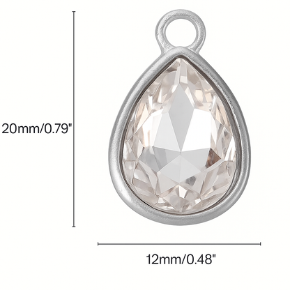 Silver Crystal Tear Drop Charm – Receive With Grace