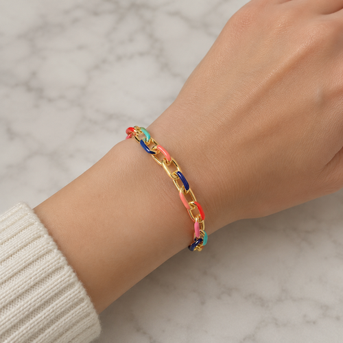 Lux Enamel Bracelet Bundle GOLD - (Chain + 4 Charms) TT LIVE