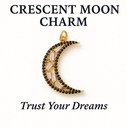 Crescent Moon Charm (Black + Gold) – Trust Your Dreams