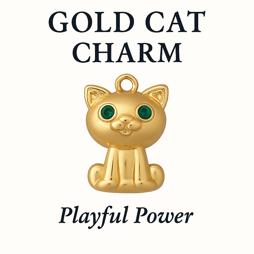Gold Cat Charm – Playful Power