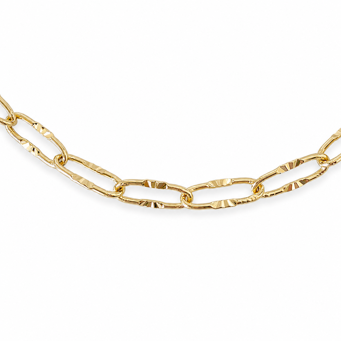 Textured LONG Gold Paperclip Necklace Bundle - (Chain + 6 Charms) TT LIVE