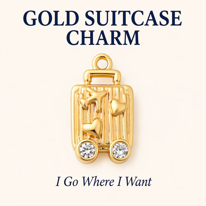 Gold Suitcase Charm
