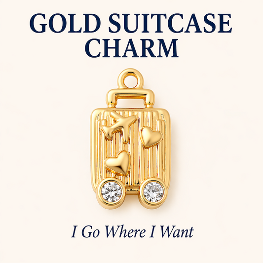 Gold Suitcase Charm