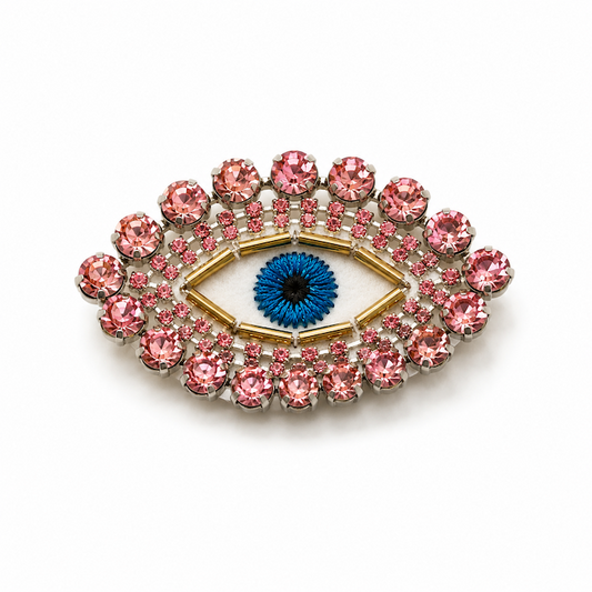 Pink Evil Eye Crystal Patch Brooch (CORE COLLECTION)