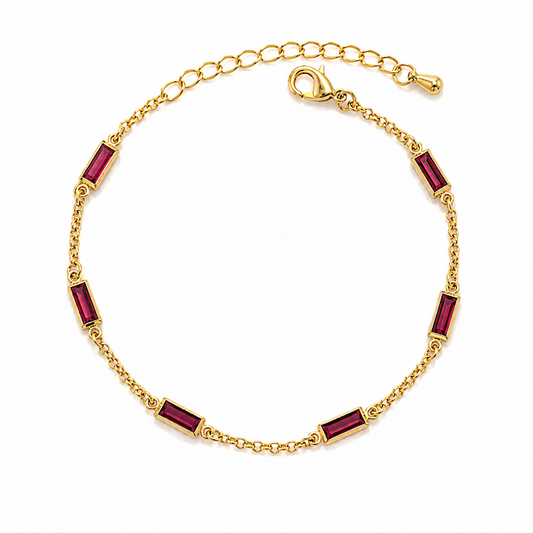 Petite Ruby Magenta Crystal Bracelet Bundle - (Chain + 4 Charms) TT LIVE