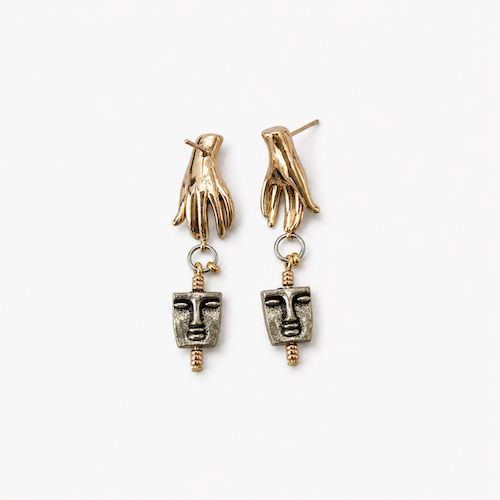 Turkish Statue Earrings GOLD HANDS (ROSEY) (CORE COLLECTION)